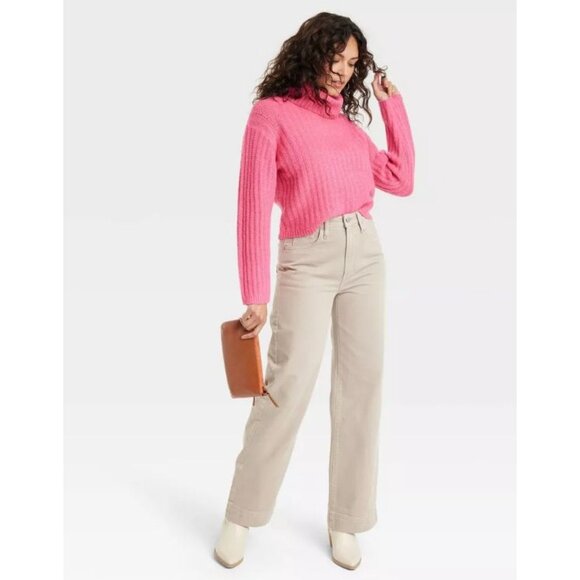 Universal Thread Womens Mock Turtleneck Cashmere-Like Pullover Sweater Pink Larg - Picture 4 of 9